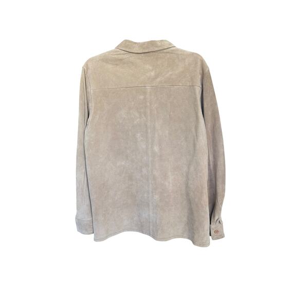 Vintage WinterSilks Light Beige Leather Button Down Shacket Size Large - Picture 6 of 6